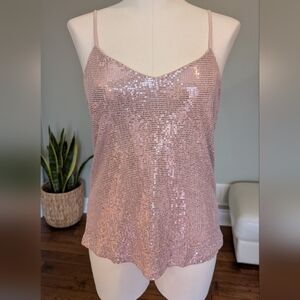 Dynamite Women's Y2K Sequin Pink Camisole Top Size M